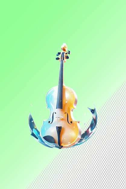 Psd 3d-illustratie cello geïsoleerd op transparante achtergrond