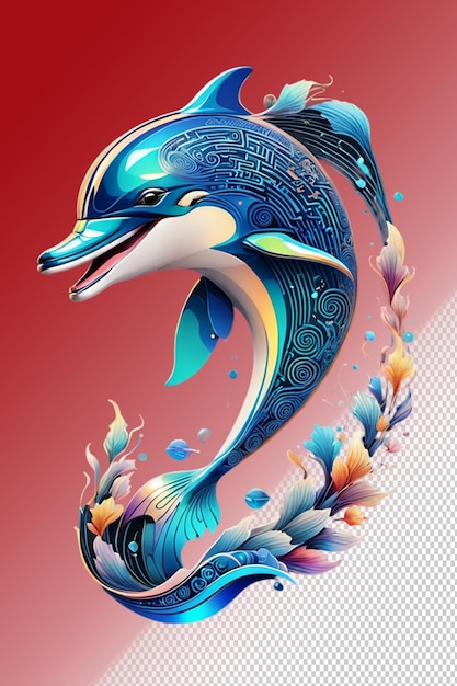 Psd 3d-illustratie dolfijn geïsoleerd op een doorzichtige achtergrond