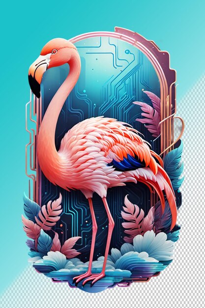 Psd 3d-illustratie flamingo geïsoleerd op transparante achtergrond