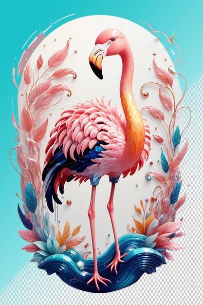 PSD psd 3d-illustratie flamingo geïsoleerd op transparante achtergrond