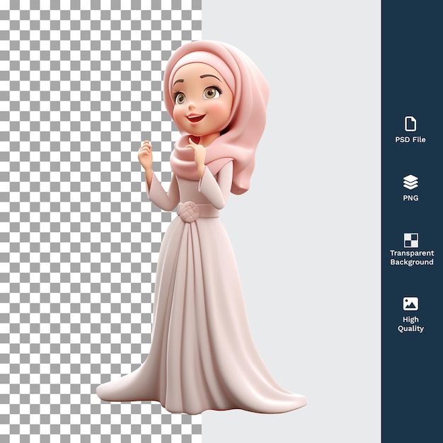 PSD psd 3d illustratie islamitische vrouw met opgewonden gevoel