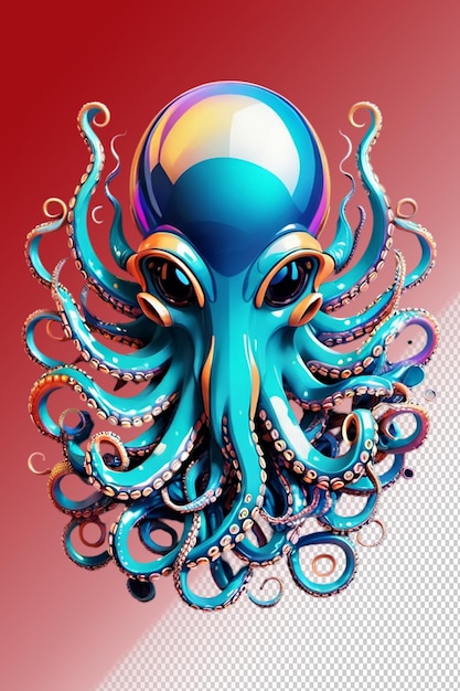 PSD 3d-illustratie Octopus geïsoleerd op doorzichtige achtergrond