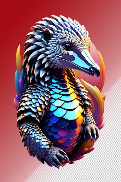 PSD psd 3d-illustratie pangolin geïsoleerd op transparante achtergrond