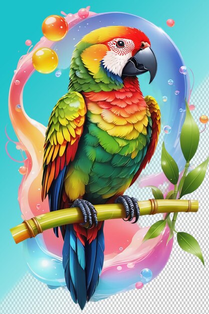 PSD psd 3d-illustratie papegaai geïsoleerd op doorzichtige achtergrond