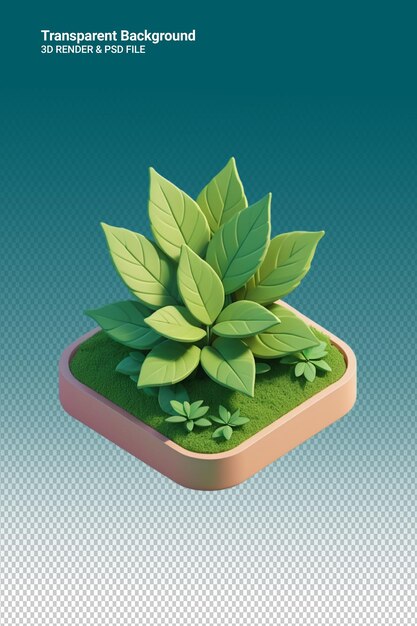 PSD psd 3d illustratie plant geïsoleerd op doorzichtige achtergrond