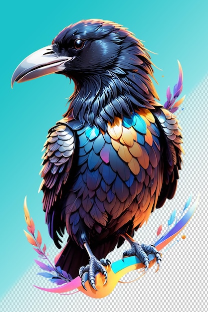 PSD psd 3d illustratie raven geïsoleerd op transparante achtergrond