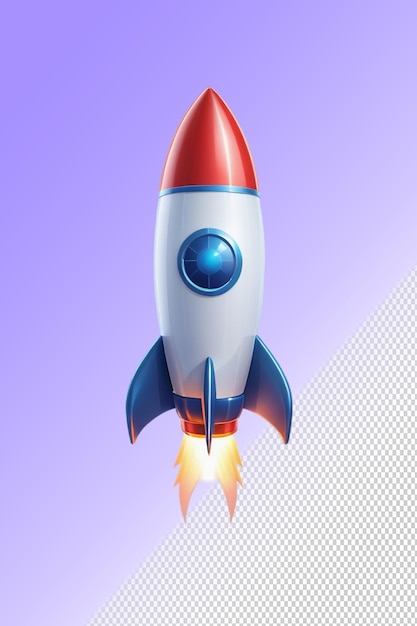 PSD psd 3d-illustratie rocket geïsoleerd op een doorzichtige achtergrond