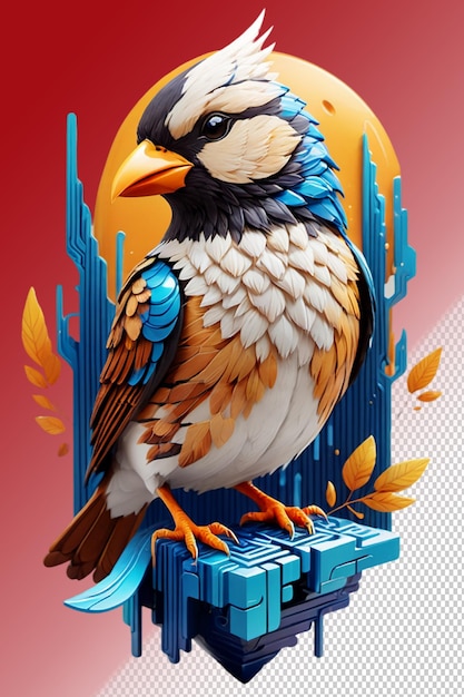 PSD psd 3d-illustratie sparrow geïsoleerd op transparante achtergrond