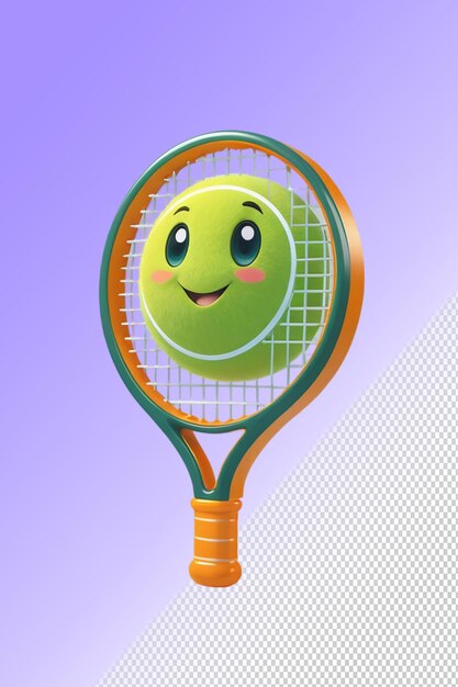 PSD psd 3d-illustratie tennisracket geïsoleerd op doorzichtige achtergrond