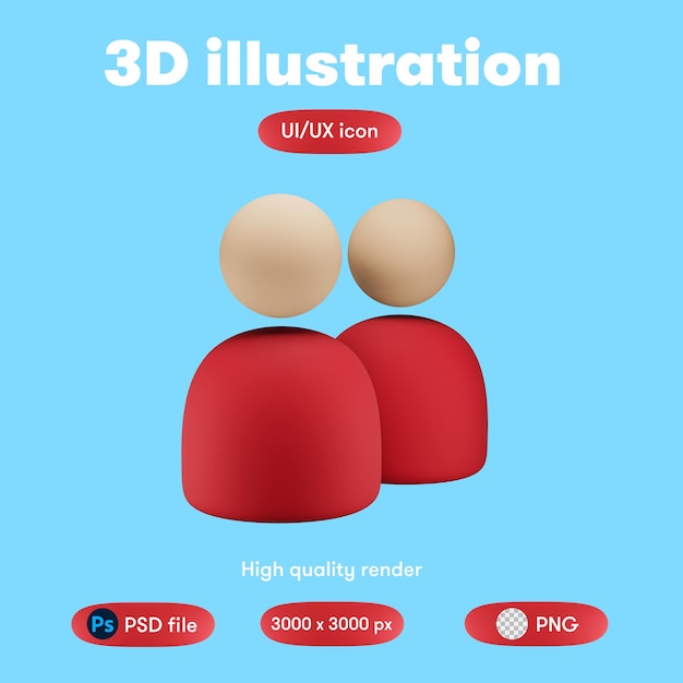 Psd 3d illustratie ui-elementen gebruikers