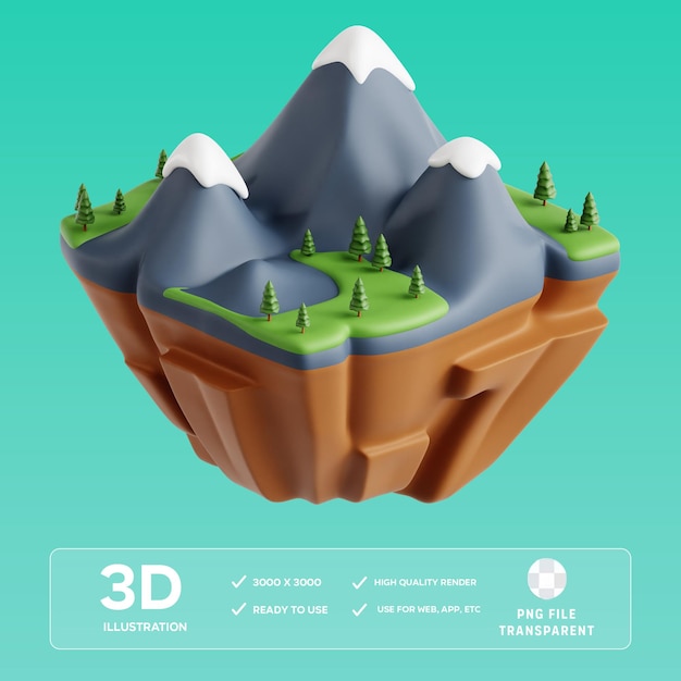 PSD 3D-illustratie van de berg