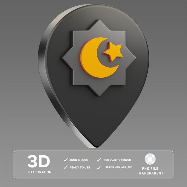 PSD 3D-illustratie van de locatie van de moskee