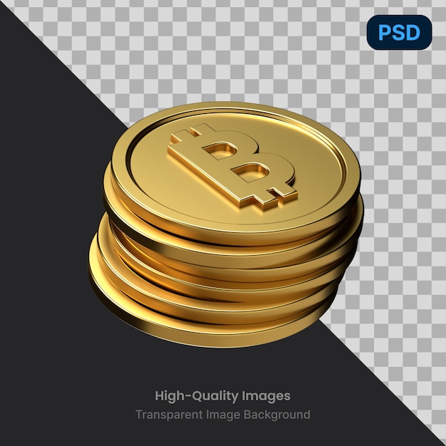 Psd 3d illustratie van een BitCoins