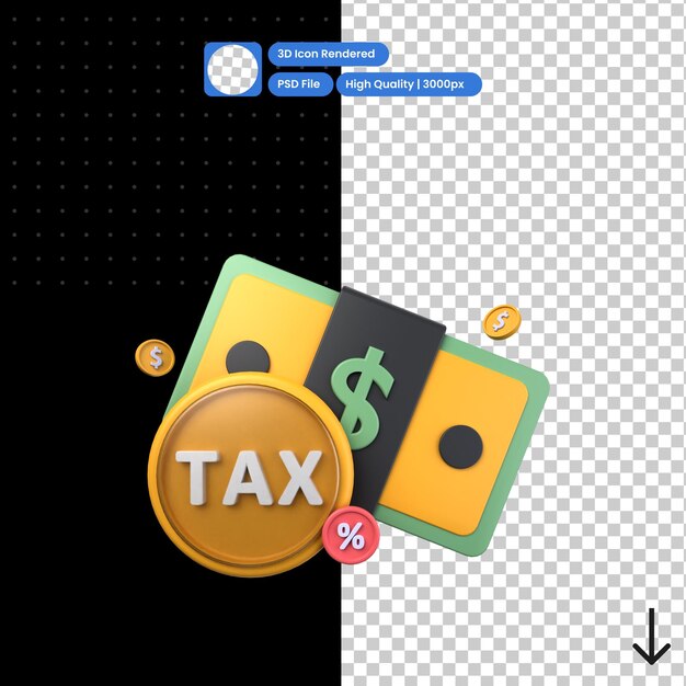 PSD 3D illustratie van financiële belasting