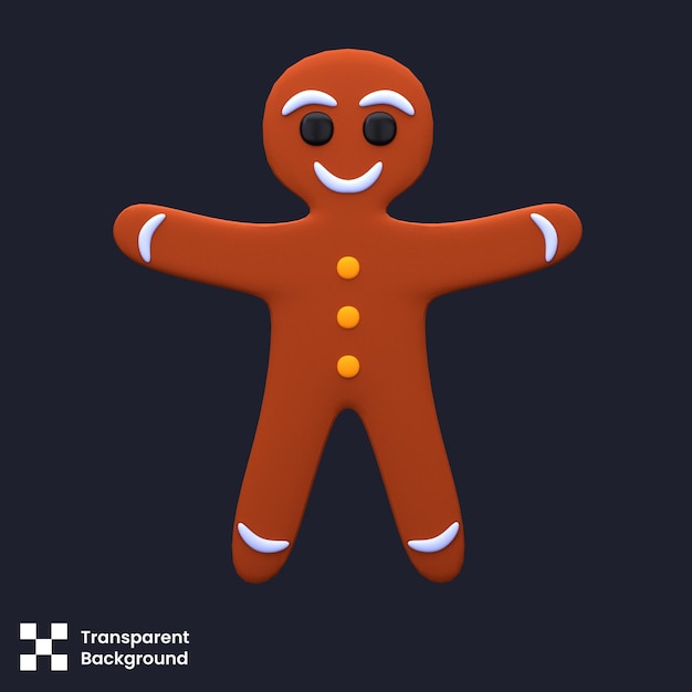 PSD psd 3d-illustratie van gingerbread cookie