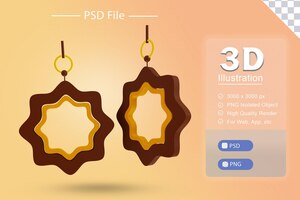 PSD psd 3d illustratie van islamitische ramadan met souvenir rendering pictogram op geïsoleerde uitsparing