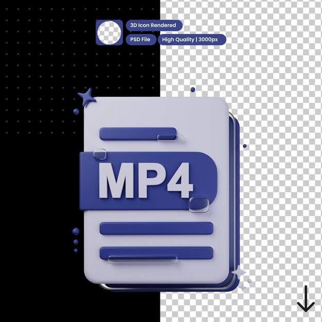 PSD psd 3d-illustratie van mp4-formaat