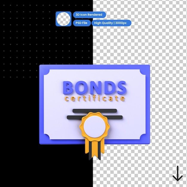 Psd 3d illustratie van obligatiecertificaat