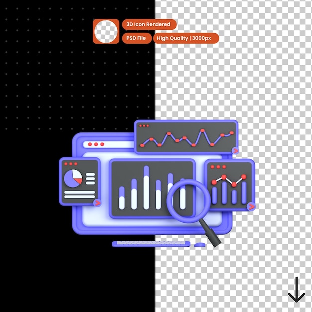 PSD psd 3d illustratie van seo-monitoring