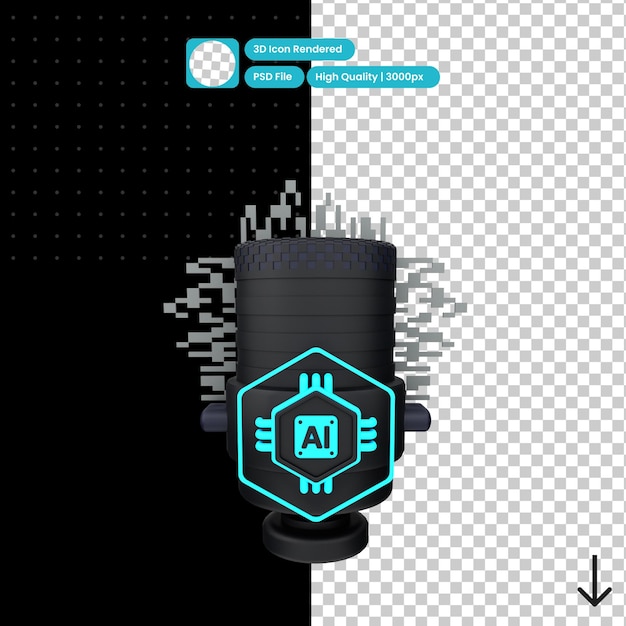 PSD 3D illustration af Artificial Intelligence Voice