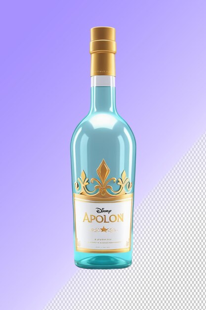 Psd 3d illustration alcohol bottle isolated on transparent background