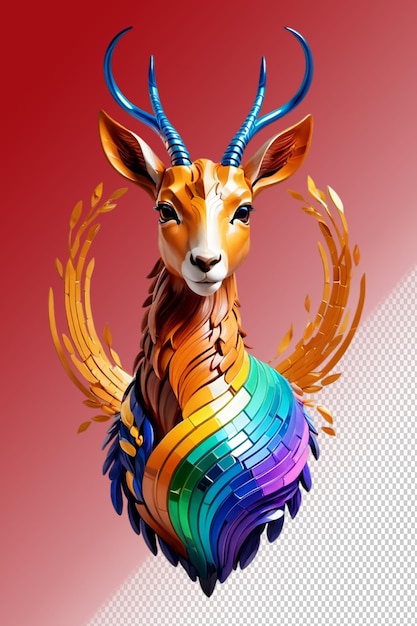 PSD illustrazione psd 3d antilope isolata su sfondo trasparente