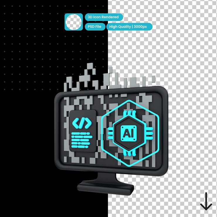 PSD psd 3d illustration of artificial intelligence program
