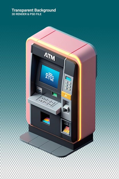 투명한 배경에 고립된 Psd 3d 일러스트레이션 Atm