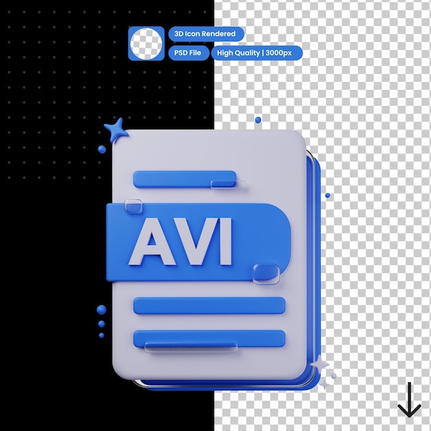 Illustrazione psd 3d del formato avi