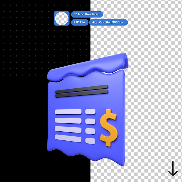 Psd 3d illustration of bill payment