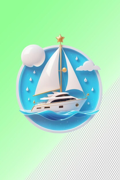 Psd 3d illustration boat isolated on transparent background