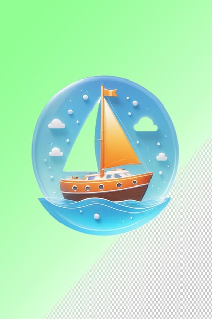 PSD psd 3d illustration boat isolated on transparent background