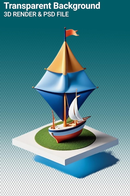 PSD psd 3d illustration boat isolated on transparent background