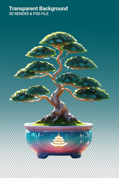 PSD psd 3d illustration bonsai isolated on transparent background