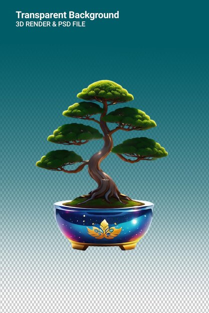 PSD psd 3d illustration bonsai isolated on transparent background