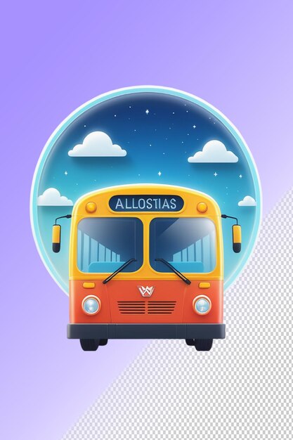 PSD psd 3d illustration bus isolated on transparent background