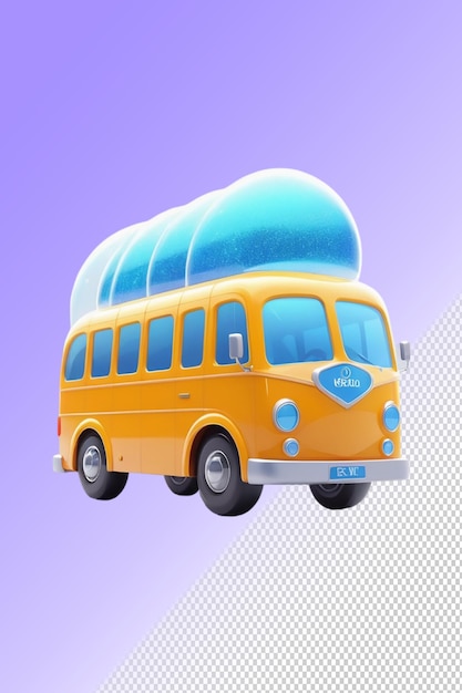 PSD psd 3d illustration bus isolated on transparent background