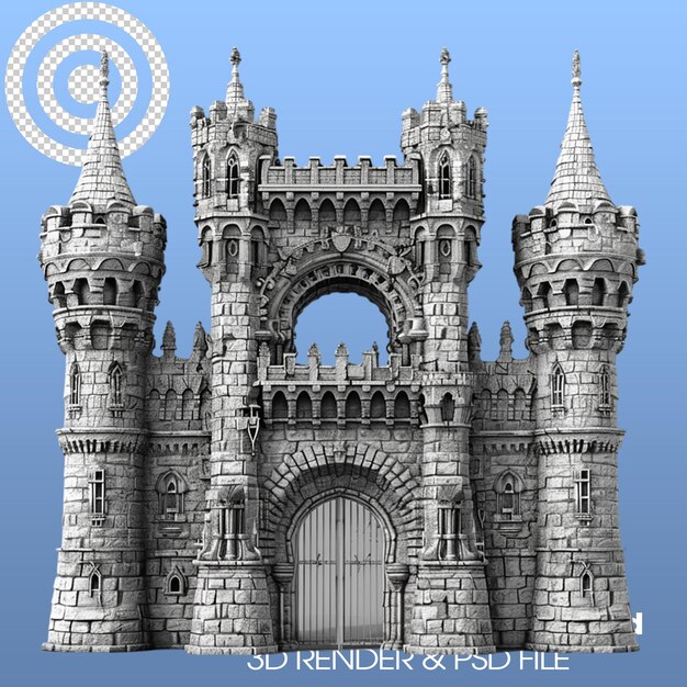 PSD psd 3d illustration castle isolated on transparent background