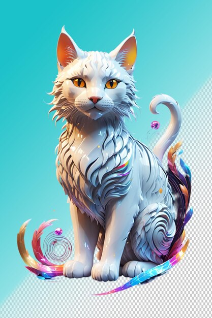 PSD psd 3d イラスト 透明な背景の猫を孤立させた