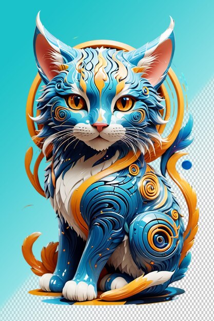 PSD psd 3d イラスト 透明な背景の猫を孤立させた