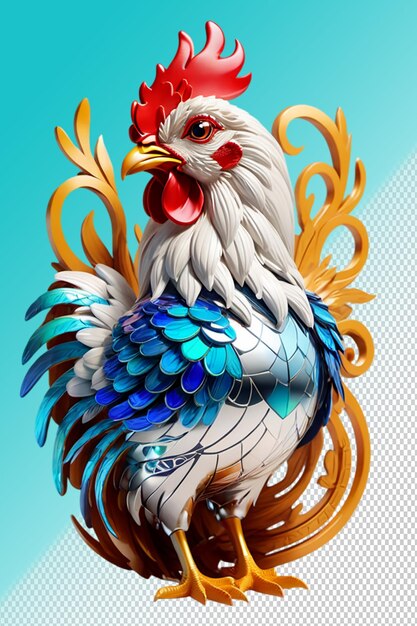 Psd 3d illustration chicken isolated on transparent background