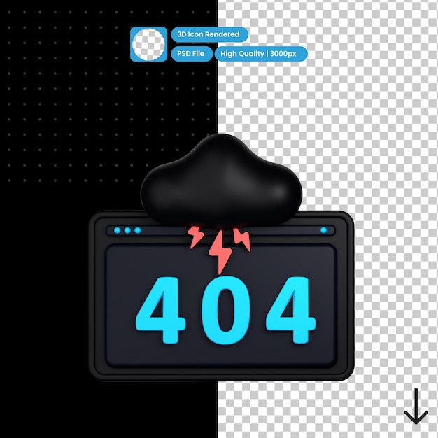 Psd 3d illustration of cloud data error
