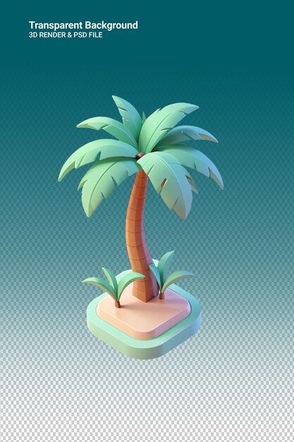 PSD psd 3d illustration coconut tree isolated on transparent background