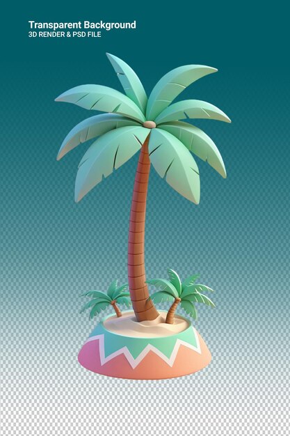 PSD psd 3d illustration coconut tree isolated on transparent background