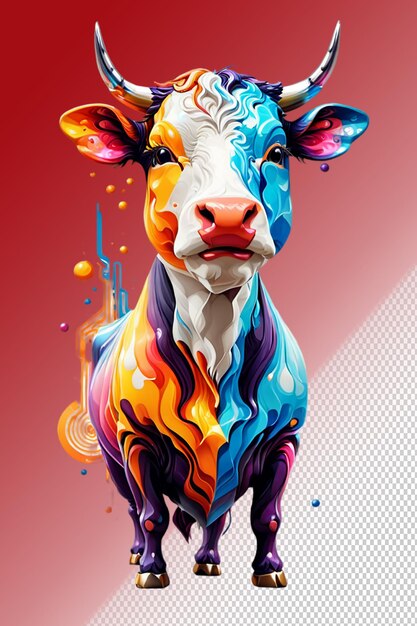 Illustrazione psd 3d vacca isolata su sfondo trasparente