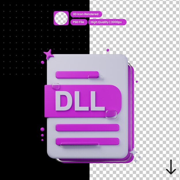 Psd 3d illustration of dll format