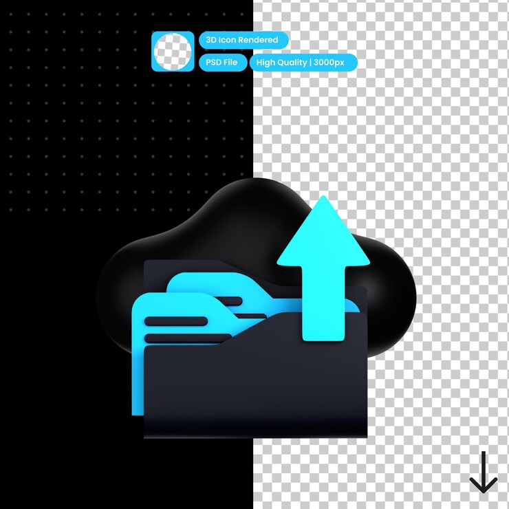 PSD psd 3d illustration of documen upload