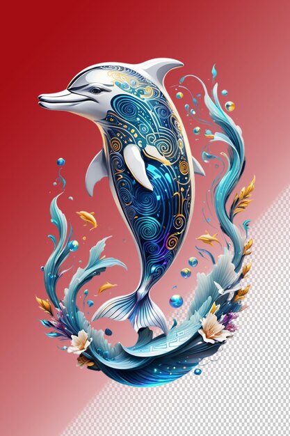 PSD psd 3d illustration dolphin isolated on transparent background