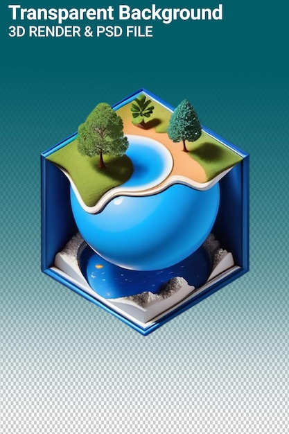 PSD psd 3d illustration earth isolated on transparent background