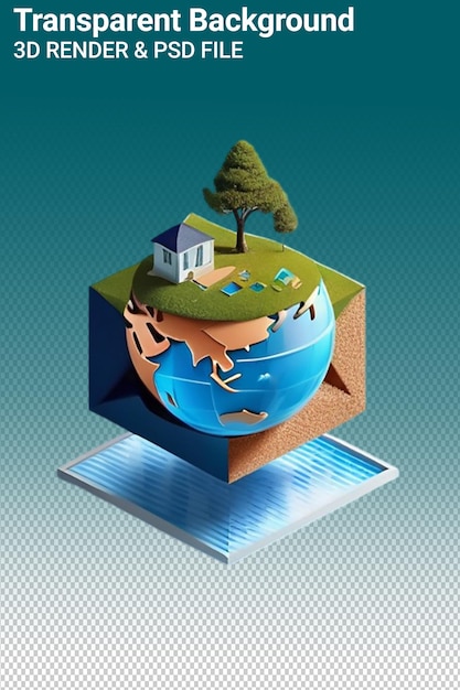 PSD psd 3d illustration earth isolated on transparent background